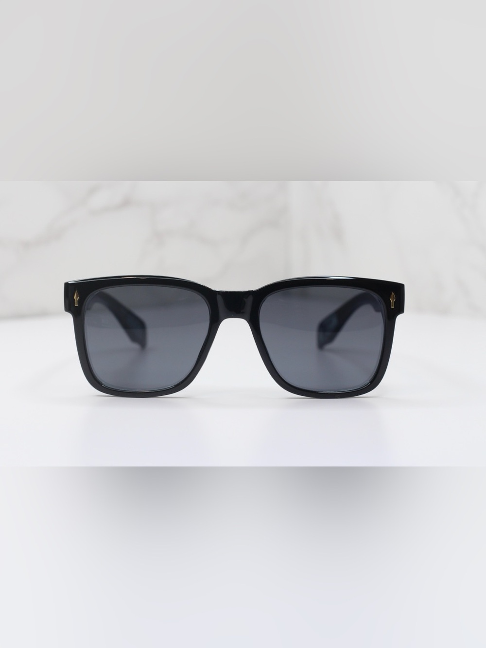 Transparent Taupe Square Sunglasses with Dark Lenses